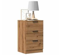 Modern Nightstand Set of 2, Engineered Wood Oak Artisan Finish, 3 Drawers Storage Bedside Table, 40x36x65 cm, Classic Elegant Design for Bedroom Decor