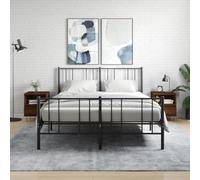 Modern Nightstand Set of 2, Engineered Wood Oak Brown Bedside Table with Drawer and Shelf, 40x35x50 cm for Bedroom, Living Room, Sturdy Metal Legs, Easy Assembly