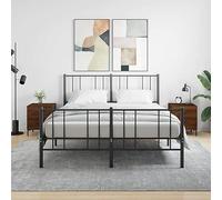 Modern Nightstand Set of 2, Engineered Wood Oak Brown Bedside Table with Drawers, Metal Legs, 40x35x47.5 cm for Bedroom, Living Room Storage and Display