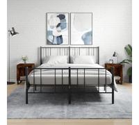 Modern Nightstand Set of 2, Engineered Wood Smoked Oak Bedside Table with Metal Legs, 40x35x50 cm, Sturdy Surface & Storage Compartment for Bedroom Decor