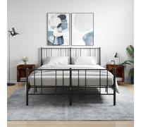 Modern Nightstand Set of 2, Engineered Wood Smoked Oak Finish, 40x35x50 cm Bedside Table with Storage Shelf, Sturdy Metal Legs for Bedroom, Living Room