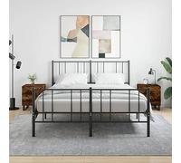 Modern Nightstand Set of 2, Engineered Wood Smoked Oak Finish with Metal Legs, 40x35x47.5cm Bedside Table with Drawers for Bedroom Storage, Sturdy and Stylish