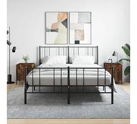 Modern Nightstand Set of 2, Engineered Wood Smoked Oak Finish with Metal Legs, 40x40x50cm Bedside Table with Storage Shelf and Door for Bedroom, Living Room