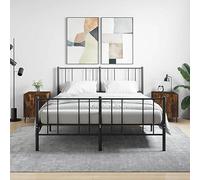 Modern Nightstand Set of 2, Engineered Wood Smoked Oak Finish with Metal Legs, 40x40x50cm Bedside Table with Storage Shelf and Door for Bedroom, Living Room