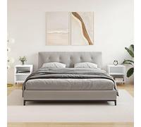 Modern Nightstand Set of 2, Engineered Wood White Bedside Table with 2 Storage Compartments, 40x30x50 cm for Bedroom, Living Room, Durable & Easy to Clean Surface, Wall Mounting Included