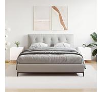 Modern Nightstand Set of 2, Engineered Wood White Glossy Finish 40x40x50 cm with Storage Shelf and Metal Legs, Bedside Table for Bedroom, Living Room