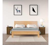 Modern Nightstand Set of 2 Solid Pine Wood Honey Brown 50x35x61.5 cm with 2 Drawers, Rustic Bedside Table for Bedroom, Living Room, Home Decor Storage Furniture