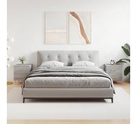 Modern Nightstand Set of 2, Sonoma Gray Engineered Wood Bedside Tables with Drawers and Metal Legs, 40x35x47.5 cm, Stylish Storage for Bedroom Decor