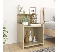 Modern Nightstand Set of 2, Sonoma Oak Plywood Bedside Tables with 3 Open Shelves, Sturdy Construction for Bedroom Storage, 40x35x60 cm, Easy to Clean and Assemble