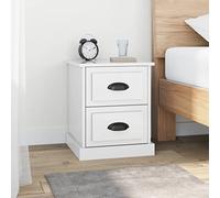 Modern Nightstand Set of 2, White Glossy Wood Bedside Tables with 2 Drawers, 39x39x47.5 cm, Multifunctional Storage Furniture for Bedroom, Living Room, Study, Durable Plywood Surface