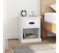 Modern Nightstand Set of 2, White Glossy Wood Bedside Tables with Drawer and Open Shelf, 39x39x47.5 cm, Multifunctional Furniture for Bedroom Living Room Study