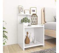 Modern Nightstand Set of 2, White Plywood Bedside Table with 3 Open Shelves, Sturdy Construction for Bedroom, 40x35x60 cm, Easy to Clean and Assemble