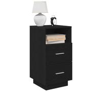 Modern Nightstand Set of 2 with 2 Drawers, Black Engineered Wood Bedside Table 36x36x68cm, Sturdy & Spacious Storage for Bedroom, Home Office, Dorm Room