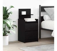 Modern Nightstand Set of 2 with 2 Drawers, Black Engineered Wood Bedside Table 38x34x80 cm, Sturdy & Spacious Storage for Bedroom Decor, Easy to Clean & Assemble