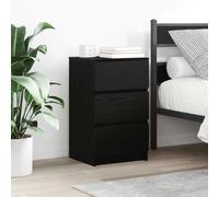 Modern Nightstand Set of 2 with 3 Drawers, Black Engineered Wood Bedside Table 39x35x65 cm, Sturdy Storage for Bedroom, Living Room, Durable & Easy to Clean, Space-Saving Design