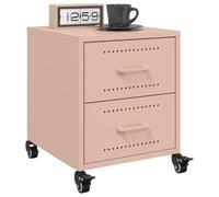 Modern Nightstand Set of 2 with Wheels, Cold Rolled Steel Pink Bedside Tables 36x39x43.5 cm, Spacious Drawers for Bedroom Decor, Easy to Move and Clean, Sturdy Storage Furniture