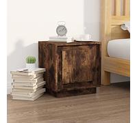 Modern Nightstand Smoked Oak Plywood 44x35x45 cm with Storage Door, Bedside Table for Bedroom & Living Room, Durable Smooth Surface, Left/Right Hinge Option, Easy Assembly