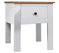Modern Nightstand Solid Pine Wood White 46x40x57 cm with Drawer, Sturdy Bedside Table for Bedroom or Living Room, Timeless Design Easy to Assemble and Clean