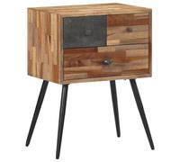Modern Nightstand Solid Teak Wood 47x31.5x60 cm with Storage Shelf, Elegant Bedside Table for Bedroom, Sturdy Teca Wood Furniture with Wall Mounting Kit, Black Finish