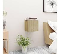 Modern Nightstand Sonoma Oak Engineered Wood Wall Mounted Bedside Table 30.5x30x30cm with Storage Shelf Left/Right Opening Door for Bedroom Living Room