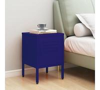Modern Nightstand Steel Navy Blue 35x35x51 cm with Adjustable Shelf & Lock, Durable Bedside Table for Bedroom, Space-Saving Storage Cabinet with Levelers, Easy Assembly