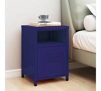 Modern Nightstand Steel Navy Blue 35x35x51 cm with Storage Shelf & Door Durable Bedside Table for Bedroom, Living Room Easy to Clean Adjustable Levelers - MAX Load 40 kg