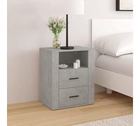 Modern Nightstand with 2 Drawers, Concrete Gray Plywood Bedside Table 50x36x60 cm, Sturdy & Spacious Storage for Bedroom, Living Room, Easy to Clean Surface, Elegant Home Decor Furniture