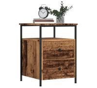 Modern Nightstand with 2 Drawers - Engineered Wood Aged Finish 44x45x60 cm Sturdy Metal Legs Bedside Table for Bedroom Storage - Vintage Style Small End Table for Living Room