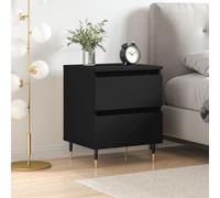 Modern Nightstand with 2 Drawers - Engineered Wood Bedside Table in Black 40x35x50 cm Sturdy Moisture-Resistant for Bedroom Decor Easy Assembly & Wall-Mountable for Safety