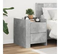 Modern Nightstand with 2 Drawers, Engineered Wood Bedside Table in Concrete Gray, Sturdy & Spacious 45x50x50 cm for Bedroom or Living Room, Easy to Clean & Assemble