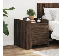 Modern Nightstand with 2 Drawers - Engineered Wood Brown Oak Finish 45x50x50 cm Sturdy Bedside Table for Bedroom Living Room Easy to Clean Assemble - MAX Load 50 kg