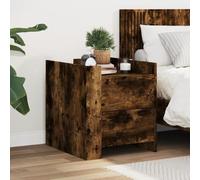 Modern Nightstand with 2 Drawers - Engineered Wood Smoked Oak Finish 45x50x50 cm Sturdy Bedside Table for Bedroom Living Room Easy Assembly Wall Mounting Moisture Resistant & Large Storage Space