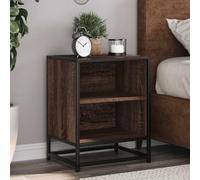 Modern Nightstand with 2 Shelves, Engineered Wood & Metal Frame, Brown Oak Finish, 40x31x50cm, Sturdy Bedside Table for Bedroom, Durable Storage for Books, Lamp, Alarm Clock