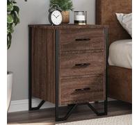 Modern Nightstand with 3 Drawers, Engineered Wood Brown Oak Finish, 40x41x60cm Bedside Table, Sturdy Metal Legs, Elegant Storage Solution for Bedroom, Living Room
