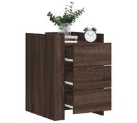Modern Nightstand with 3 Drawers - Engineered Wood Oak Brown 45x50x65 cm Sturdy Bedside Table for Bedroom Living Room Easy Assembly Wall Mounting Moisture Resistant & Large Storage Space