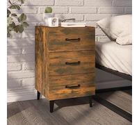 Modern Nightstand with 3 Drawers - Engineered Wood Smoked Oak Finish 40x40x66 cm Sturdy Bedside Table for Bedroom Storage Smooth Surface for Decor - Easy Assembly Home Furniture