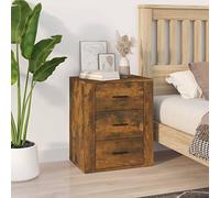 Modern Nightstand with 3 Drawers - Smoked Oak Plywood Bedside Table 50x36x60 cm Elegant Storage Furniture for Bedroom Living Room Durable & Easy to Clean Surface