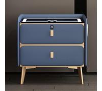 Modern Nightstand with Charging Station LED Luces Tempered Glass Top 2 Cajones Fingerprint Lock Bluetooth Altavoz Azul (45 * 40 * 47)