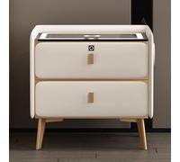 Modern Nightstand with Charging Station LED luces templado vidrio superior 2 cajones bloqueo de huellas dactilares Altavoz Bluetooth blanco (40 * 40 * 4)