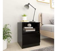 Modern Nightstand with Drawer and Shelf - Black Plywood Bedside Table 40x40x50 cm for Bedroom, Living Room Sturdy & Space-Saving Design, Easy to Clean