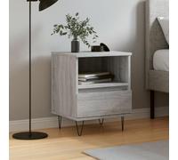 Modern Nightstand with Drawer, Engineered Wood Bedside Table, Grey Sonoma 40x35x50 cm, Sturdy Metal Legs, Wall Mountable for Safety, Compact Storage for Bedroom or Living Room