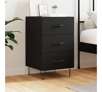 Modern Nightstand with Drawers 40x40x66cm, Engineered Wood Bedside Table Black, Sturdy Metal Legs for Bedroom, Living Room, Extra Storage Space for Books & Decor