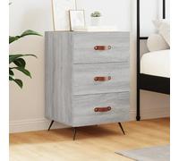 Modern Nightstand with Drawers, Engineered Wood Bedside Table in Sonoma Gray, 40x40x66cm, Sturdy Metal Legs, Wall Mountable for Safety, Perfect for Bedroom or Living Room Storage