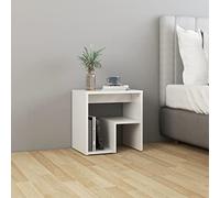 Modern Nightstand with Shelf, White Glossy Plywood Bedside Table 40x30x40 cm, Sturdy & Spacious Storage for Bedroom, Living Room, Easy to Clean, Assembly Required