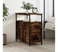 Modern Nightstand with Storage 30x60x60cm, Engineered Wood & Iron Frame, Smoked Oak Finish, Compact Bedside Table for Bedroom or Living Room, Adjustable Legs, Easy Assembly, Wall Mountable for Safety