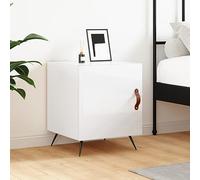 Modern Nightstand with Storage 40x40x50cm - Engineered Wood Glossy White Bedside Table with Metal Legs, Compact Cabinet for Bedroom, Living Room, Durable & Moisture Resistant