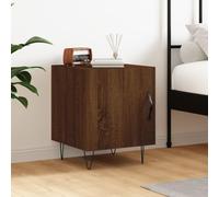 Modern Nightstand with Storage 40x40x50cm - Engineered Wood Oak Brown Bedside Table with Metal Legs, Compact Cabinet for Bedroom, Living Room, Dorm