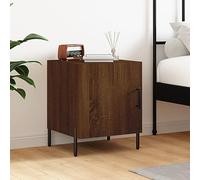 Modern Nightstand with Storage 40x40x50cm, Engineered Wood Oak Brown Finish, Bedside Table with Metal Legs and Door Compartment for Bedroom or Living Room