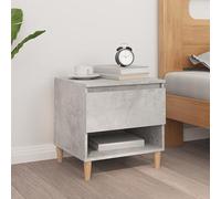 Modern Nightstand with Storage 50x46x50 cm, Concrete Gray Plywood Bedside Table, Sturdy Eucalyptus Wood End Table for Bedroom, Living Room, Home Decor, Easy Assembly, Stable Surface for Decor Items