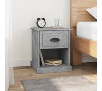 Modern Nightstand with Storage, Concrete Gray Plywood Bedside Table 39x39x47.5cm, Multifunctional End Table for Bedroom & Living Room, Smooth Surface with Drawer and Open Compartment